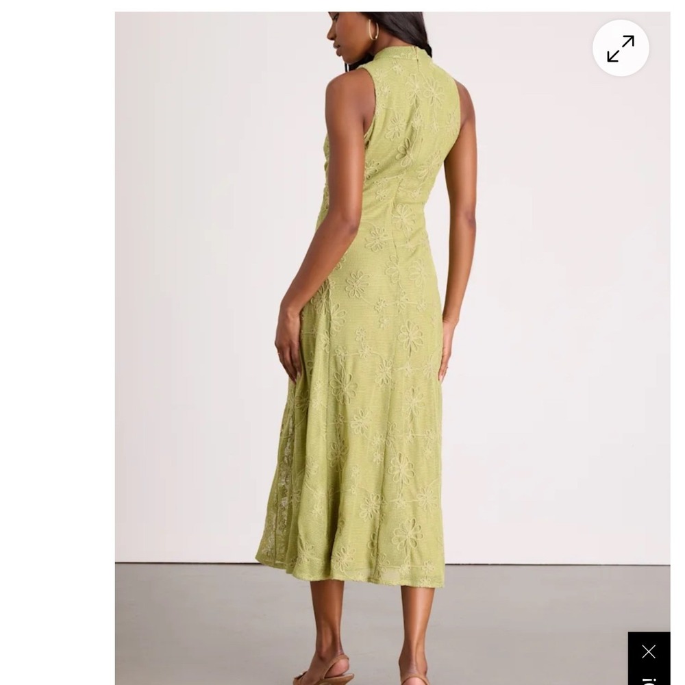 Lulu's Danalee Lime Green Embroidered MIdid Dress sz LG NWT - Picture 12 of 12